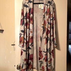 Gray floral cardigan